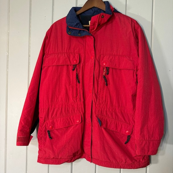 Vintage LL Bean Flannel Lined Parka‎ Coat Jacket Hooded Winter Women's Large - Picture 1 of 16